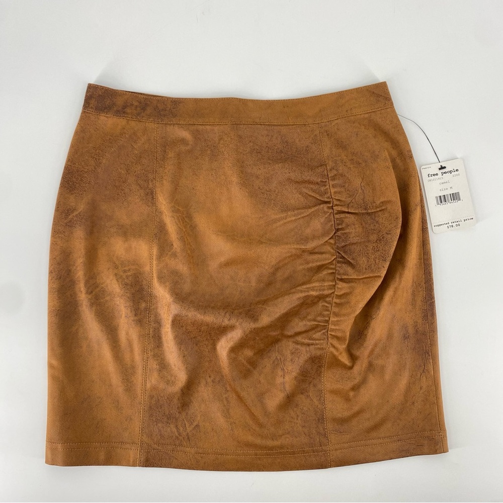 Free People Camel Rumi Ruched Mini Skirt NWT - Picture 2 of 10